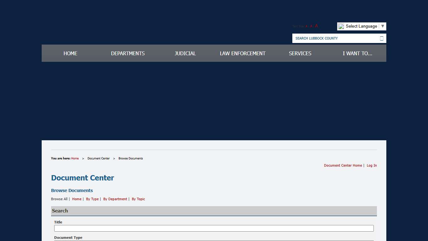 Document Center / Browse Documents / Lubbock County, Texas